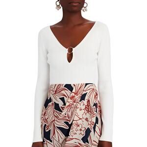 Intermix Private Label Henrietta Ring Ribbed Top Cream Size Small NEW